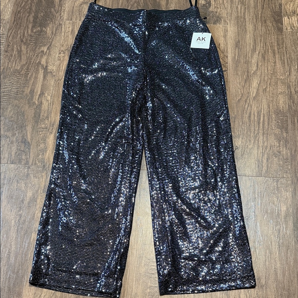 Anne Klein Sparkling Black Wide Leg Pants